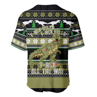 Christmas T Rex Tree Baseball Jersey Xmas Holiday Patterns - Wonder Print Shop