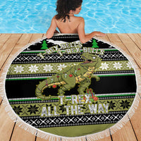 Christmas T Rex Tree Beach Blanket Xmas Holiday Patterns - Wonder Print Shop