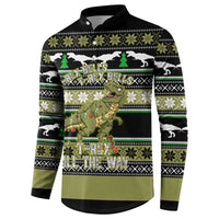 Christmas T Rex Tree Button Sweatshirt Xmas Holiday Patterns - Wonder Print Shop