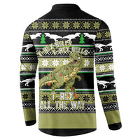 Christmas T Rex Tree Button Sweatshirt Xmas Holiday Patterns - Wonder Print Shop