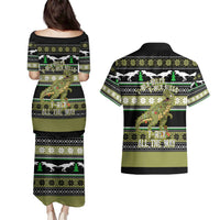 Christmas T Rex Tree Couples Matching Puletasi and Hawaiian Shirt Xmas Holiday Patterns - Wonder Print Shop