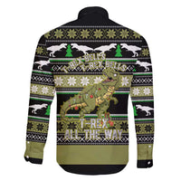 Christmas T Rex Tree Family Matching Long Sleeve Bodycon Dress and Hawaiian Shirt Xmas Holiday Patterns - Wonder Print Shop