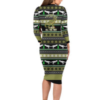 Christmas T Rex Tree Family Matching Long Sleeve Bodycon Dress and Hawaiian Shirt Xmas Holiday Patterns - Wonder Print Shop