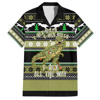 Christmas T Rex Tree Family Matching Off The Shoulder Long Sleeve Dress and Hawaiian Shirt Xmas Holiday Patterns - Wonder Print Shop