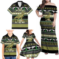 Christmas T Rex Tree Family Matching Off Shoulder Maxi Dress and Hawaiian Shirt Xmas Holiday Patterns - Wonder Print Shop