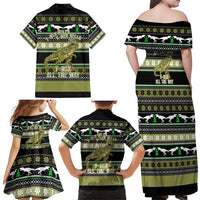 Christmas T Rex Tree Family Matching Off Shoulder Maxi Dress and Hawaiian Shirt Xmas Holiday Patterns - Wonder Print Shop