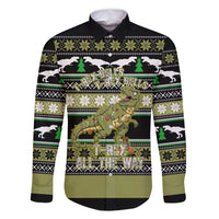 Christmas T Rex Tree Family Matching Off Shoulder Maxi Dress and Hawaiian Shirt Xmas Holiday Patterns - Wonder Print Shop