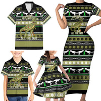 Christmas T Rex Tree Family Matching Short Sleeve Bodycon Dress and Hawaiian Shirt Xmas Holiday Patterns - Wonder Print Shop