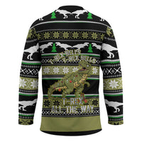 Christmas T Rex Tree Hockey Jersey Xmas Holiday Patterns - Wonder Print Shop