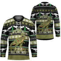Christmas T Rex Tree Hockey Jersey Xmas Holiday Patterns - Wonder Print Shop