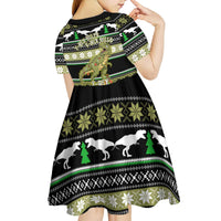 Christmas T Rex Tree Kid Short Sleeve Dress Xmas Holiday Patterns - Wonder Print Shop
