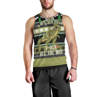 Christmas T Rex Tree Men Tank Top Xmas Holiday Patterns - Wonder Print Shop