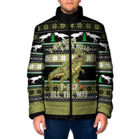 Christmas T Rex Tree Padded Jacket Xmas Holiday Patterns - Wonder Print Shop