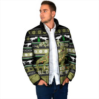 Christmas T Rex Tree Padded Jacket Xmas Holiday Patterns - Wonder Print Shop