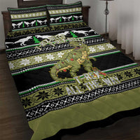 Christmas T Rex Tree Quilt Bed Set Xmas Holiday Patterns - Wonder Print Shop