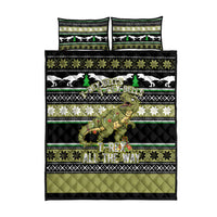 Christmas T Rex Tree Quilt Bed Set Xmas Holiday Patterns - Wonder Print Shop