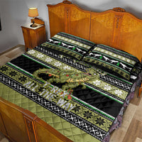 Christmas T Rex Tree Quilt Bed Set Xmas Holiday Patterns - Wonder Print Shop