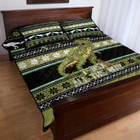 Christmas T Rex Tree Quilt Bed Set Xmas Holiday Patterns - Wonder Print Shop