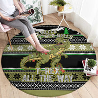 Christmas T Rex Tree Round Carpet Xmas Holiday Patterns - Wonder Print Shop