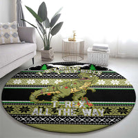 Christmas T Rex Tree Round Carpet Xmas Holiday Patterns - Wonder Print Shop