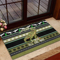 Christmas T Rex Tree Rubber Doormat Xmas Holiday Patterns - Wonder Print Shop