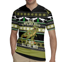Christmas T Rex Tree Rugby Jersey Xmas Holiday Patterns - Wonder Print Shop