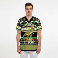 Christmas T Rex Tree Scrub Top Xmas Holiday Patterns - Wonder Print Shop