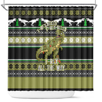 Christmas T Rex Tree Shower Curtain Xmas Holiday Patterns - Wonder Print Shop