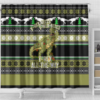 Christmas T Rex Tree Shower Curtain Xmas Holiday Patterns - Wonder Print Shop