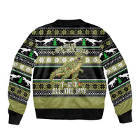 Christmas T Rex Tree Sleeve Zip Bomber Jacket Xmas Holiday Patterns - Wonder Print Shop