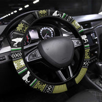Christmas T Rex Tree Steering Wheel Cover Xmas Holiday Patterns - Wonder Print Shop