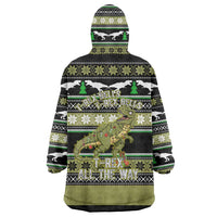 Christmas T Rex Tree Wearable Blanket Hoodie Xmas Holiday Patterns - Wonder Print Shop