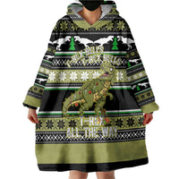 Christmas T Rex Tree Wearable Blanket Hoodie Xmas Holiday Patterns - Wonder Print Shop