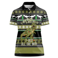 Christmas T Rex Tree Women Polo Shirt Xmas Holiday Patterns - Wonder Print Shop