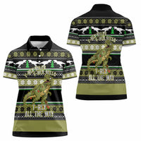 Christmas T Rex Tree Women Polo Shirt Xmas Holiday Patterns - Wonder Print Shop