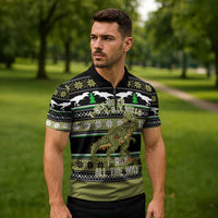 Christmas T Rex Tree Zipper Polo Shirt Xmas Holiday Patterns - Wonder Print Shop