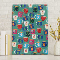 Christmas Teapot Group Canvas Wall Art Xmas Holiday Patterns - Wonder Print Shop