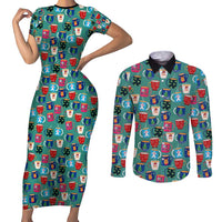 Christmas Teapot Group Couples Matching Short Sleeve Bodycon Dress and Long Sleeve Button Shirt Xmas Holiday Patterns - Wonder Print Shop