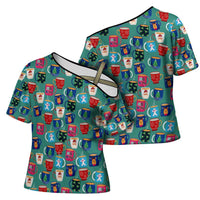 Christmas Teapot Group Cross Shoulder Shirt Xmas Holiday Patterns - Wonder Print Shop