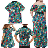 Christmas Teapot Group Family Matching Off Shoulder Maxi Dress and Hawaiian Shirt Xmas Holiday Patterns - Wonder Print Shop