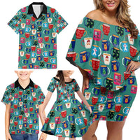 Christmas Teapot Group Family Matching Off Shoulder Short Dress and Hawaiian Shirt Xmas Holiday Patterns - Wonder Print Shop