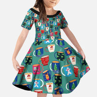 Christmas Teapot Group Family Matching Short Sleeve Bodycon Dress and Hawaiian Shirt Xmas Holiday Patterns - Wonder Print Shop