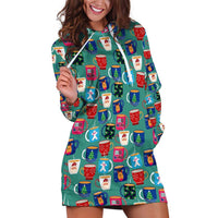 Christmas Teapot Group Hoodie Dress Xmas Holiday Patterns - Wonder Print Shop