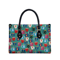 Christmas Teapot Group Leather Bag Xmas Holiday Patterns - Wonder Print Shop