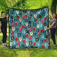 Christmas Teapot Group Quilt Xmas Holiday Patterns - Wonder Print Shop