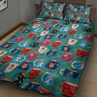 Christmas Teapot Group Quilt Bed Set Xmas Holiday Patterns - Wonder Print Shop