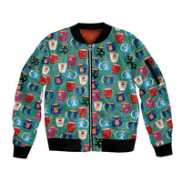 Christmas Teapot Group Sleeve Zip Bomber Jacket Xmas Holiday Patterns - Wonder Print Shop