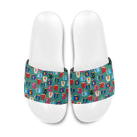 Christmas Teapot Group Slide Sandals Xmas Holiday Patterns - Wonder Print Shop