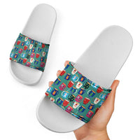 Christmas Teapot Group Slide Sandals Xmas Holiday Patterns - Wonder Print Shop