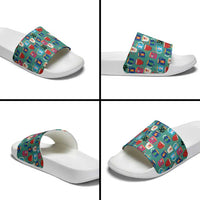 Christmas Teapot Group Slide Sandals Xmas Holiday Patterns - Wonder Print Shop